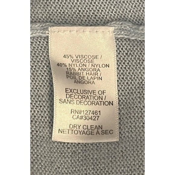 WILDFOX White Label Blue Angora blend Sequin Hearts V-Neck Sweater Top - Picture 10 of 10